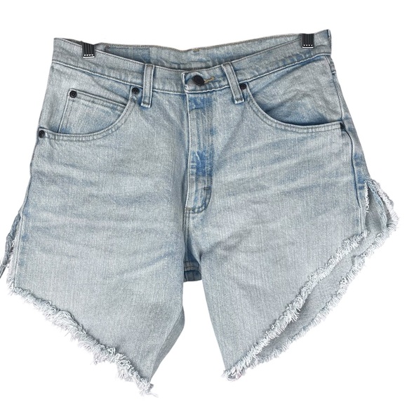 Wrangler Upcycled Cutoff Demim Jean Shorts Size 30 Cowboy Skeleton Zombie Art - Picture 3 of 9